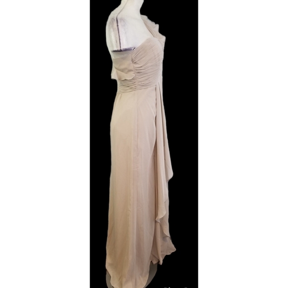 David's Bridal Size 8 One Shoulder Cocktail Dress Biscott - Picture 4 of 8